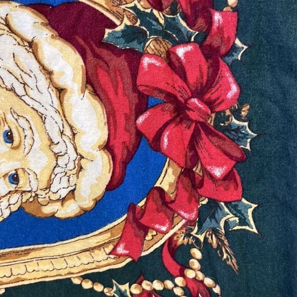 Domestications Set of 2 100% Cotton Flannel Santa Ornaments Green Pillowcases - Picture 13 of 16